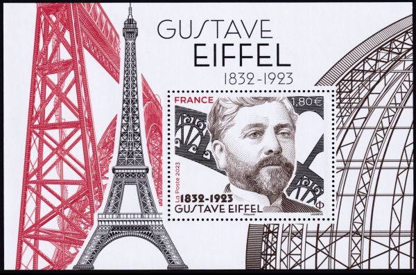 Gustave Eifel and his tower on stamp of France 2023
