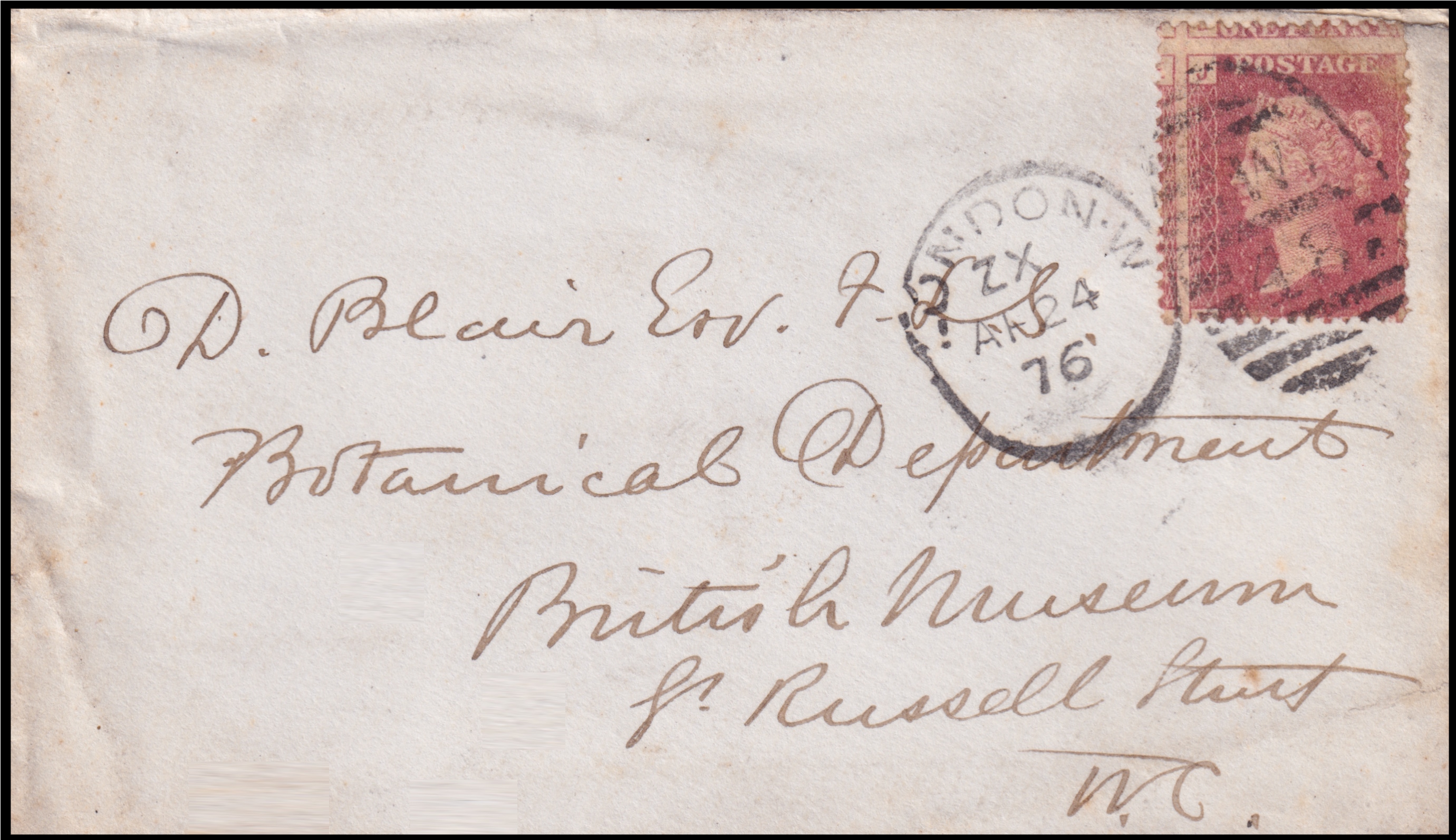 Official 1876 correspondence from the Geological Society in London addressed to the British Museum