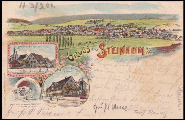 German - Greetings from Castle Steinheim- postcard posted in 1901
