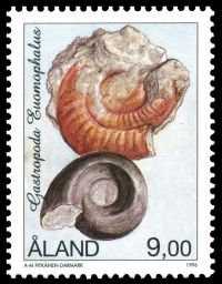 Euomphalus, marine gastropodaon stamp of Aland 1996