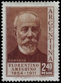 Great palaeontologist Florentine Ameghino on stamp of Argentina 1956