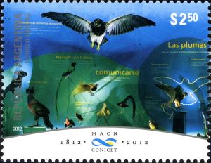birds hall of The Bernardino Rivadavia Natural Sciences Museum on stamp of Argentina 2012
