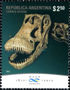 Bonatitan reigi dinosaur of The Bernardino Rivadavia Natural Sciences Museum on stamp of Argentina 2012
