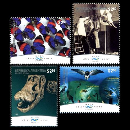 Modern and prehistoric animals from collection of  the Bernardino Rivadavia Natural Sciences Museum on stamps of Argentina 2012