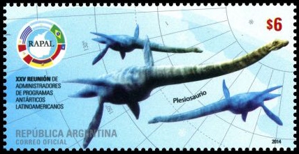 Plesiosaurus on stamp of Argentina 2014