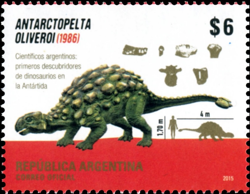 Ankylosaurus on stamp Argentina