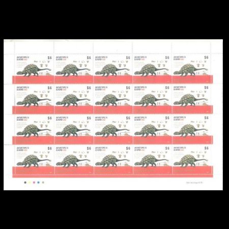 Sheet of 20 stamps of Dinosaur Antarctopelta oliverois