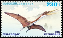 Pterosaurs on Flora and fauna of the ancient world stamps of Armenia 2017