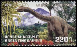 Argentinosaurus on Flora and fauna of the ancient world stamps of Armenia 2018