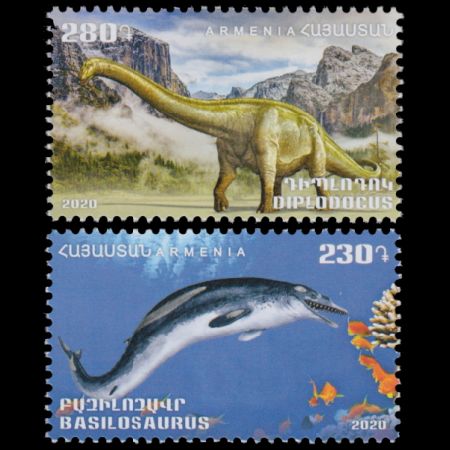 Diplodocus and Basilosaurus on stamps of Armenia 2020