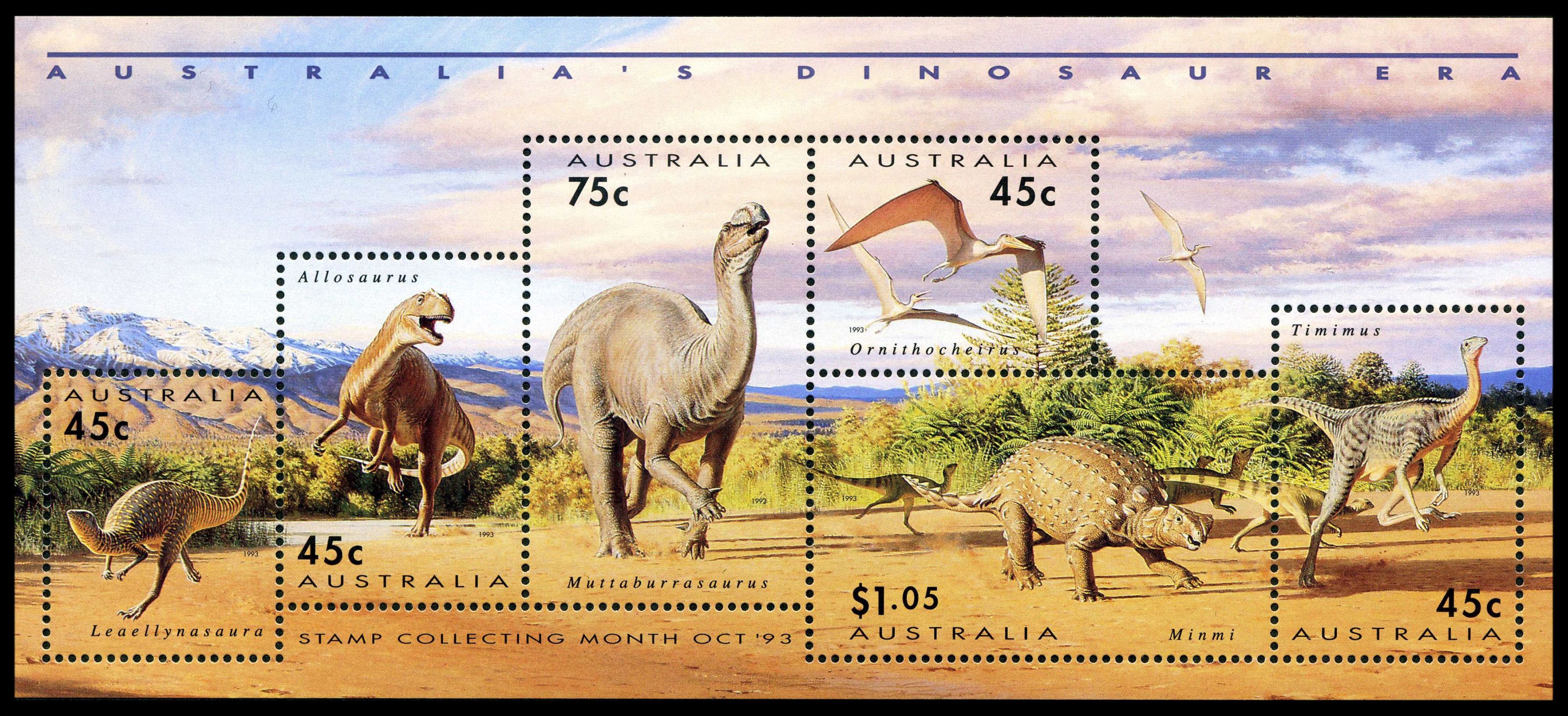 Dinosaurs and other prehistoric animals on stamps of Australia 2022