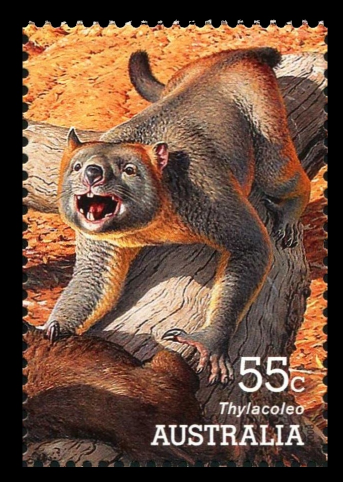 Thylacoleo on stamp of Australia 2008