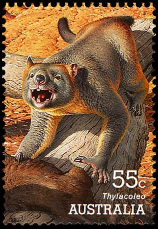 Thylacoleo on stamp of Australia 2008