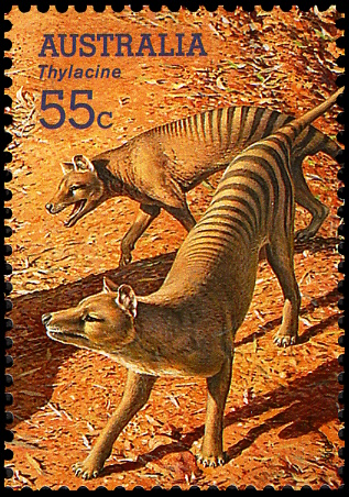 Thylacine on stamp of Australia 2008
