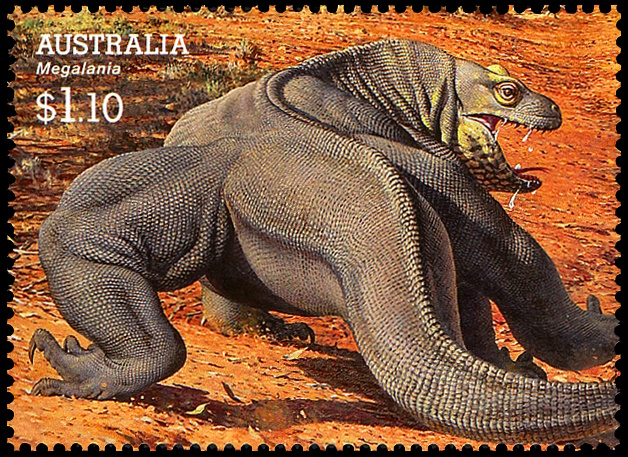 Megalania on stamp of Australia 2008