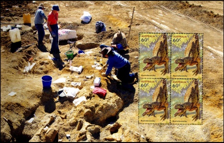 Australovenator wintonensis dinosaur on stamps of Australia 2013