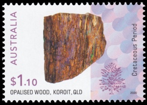 Opalised wood from Koroit, QLD on stamps of Australia 2020