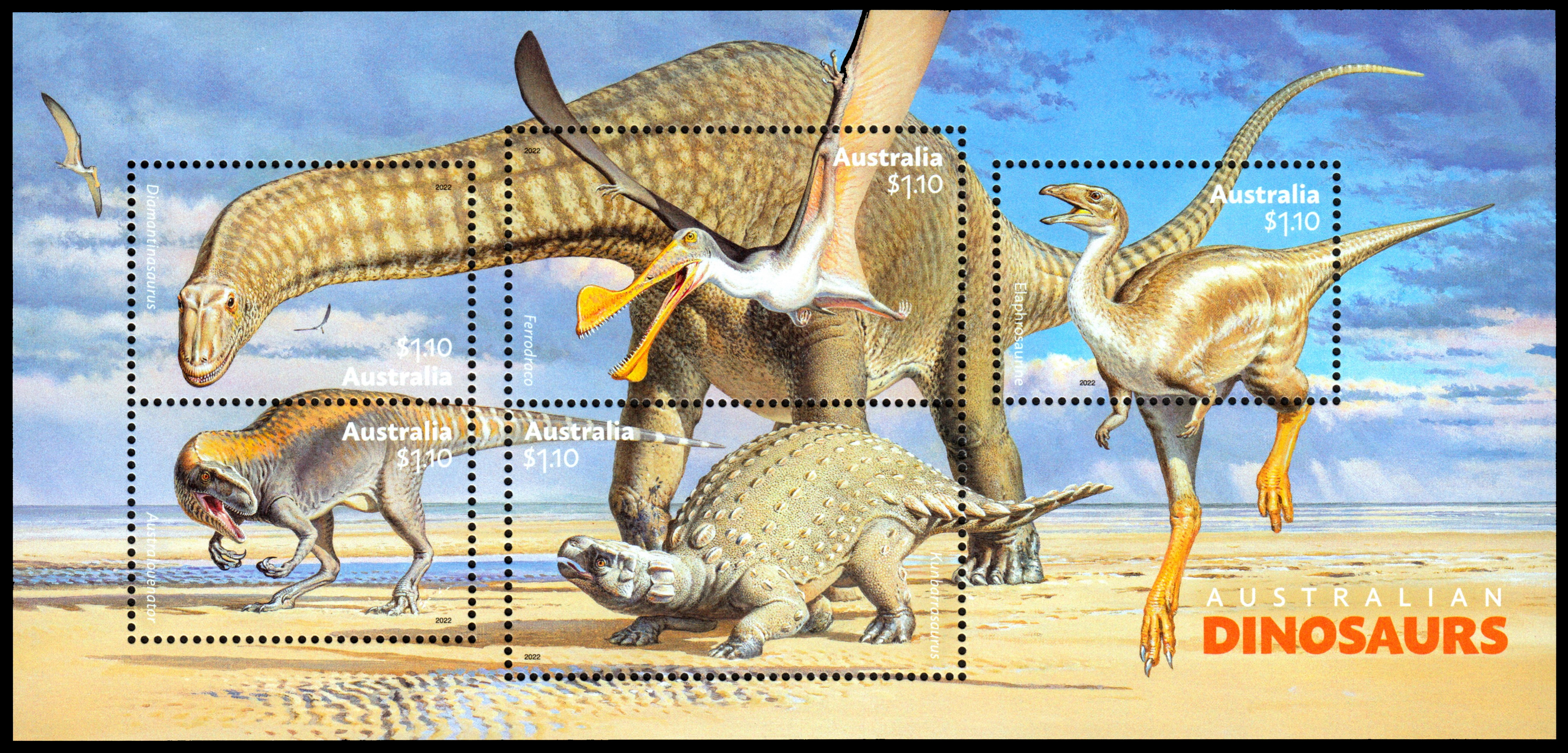 Dinosaurs and other prehistoric animals on stamps of Australia 2022
