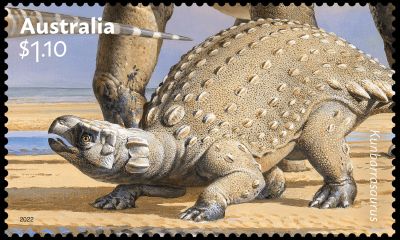 Kunbarrasaurus dinosaur on stamp of Australia 2022