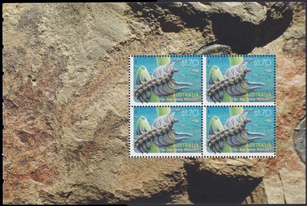 Emu Bay Shale Monster on Creatures of the Palaeozoic panel of Prestige Booklet of Australia 2026