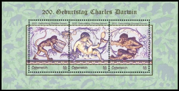 Austrian stamps 200th anniversary of Charles Darwin from 2009