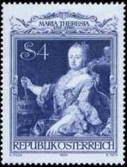 Empress Maria Theresa on stamp of Austria 1980