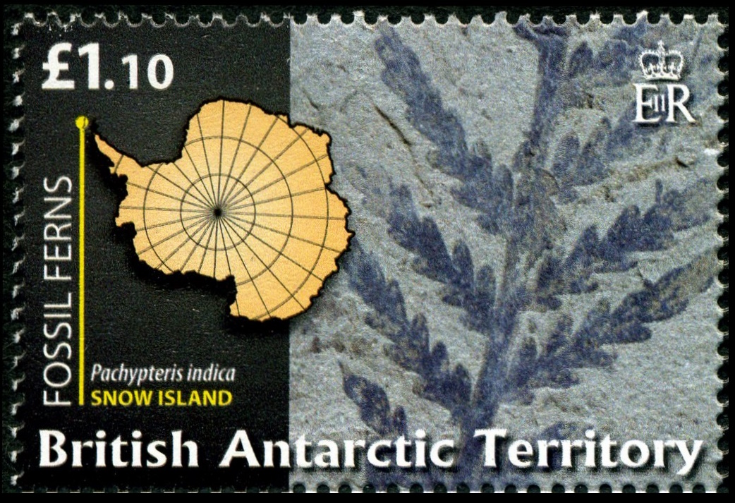 Plant fossil on stamp of B.A.T.