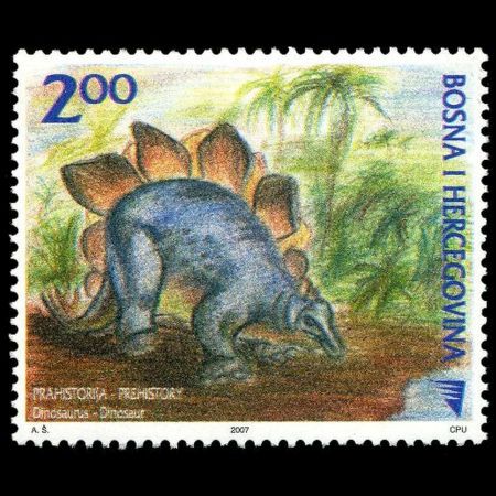 Stegosaurus dinosaur on stamp of Bosnia and Herzegovina 2007