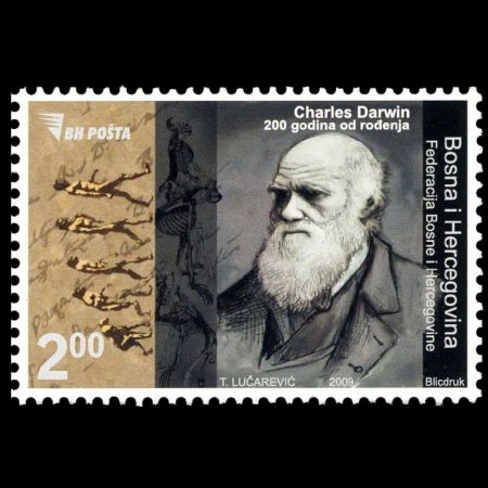 Charles Darwin on stamp of Bosnia and Herzegovina 2009