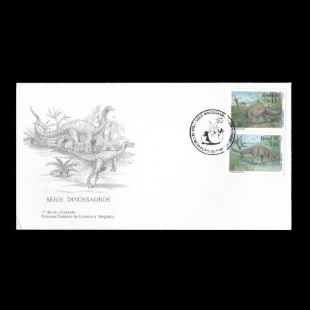 Dinosaurs on FDC of Brazil 1995