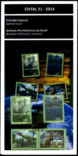 Dinosaurs and prehistoric animals on stamps of Brazil 2014