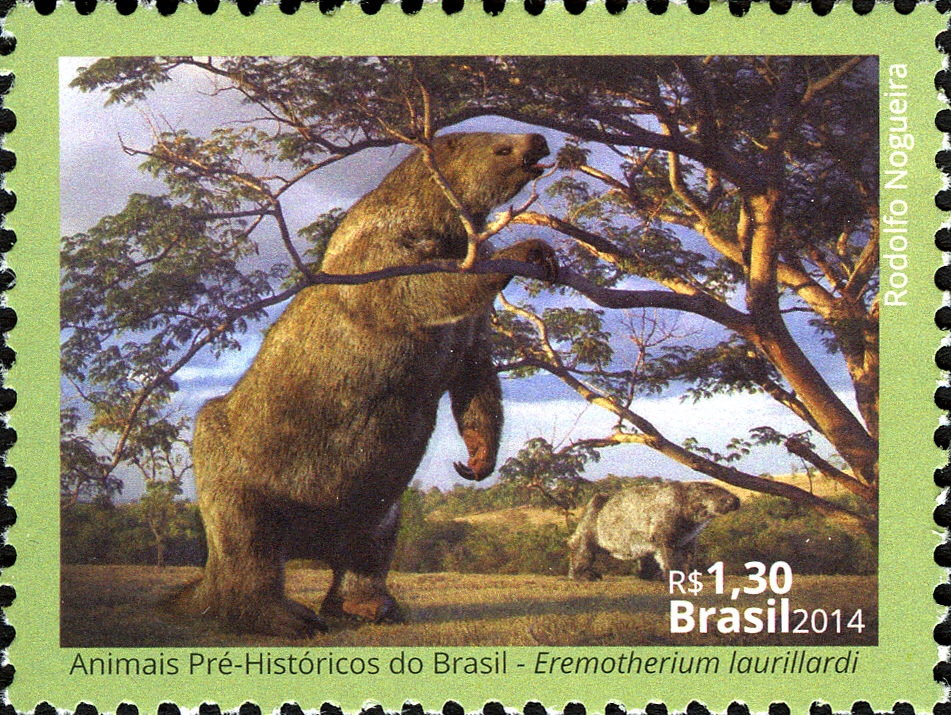 Eremotherium laurillardi on stamp of Brazil 2014