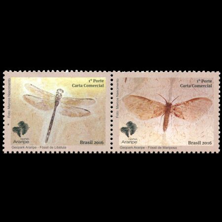 Insect fossils on stamp of Brazil 2016
