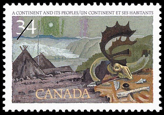 Stone age camp on stamp of Canada 1986