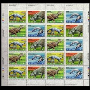 Dinosaurs and marine reptile on stamps of Canada 1993