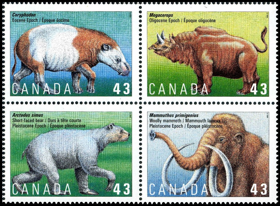 Prehistoric mammals on stamps of Canada