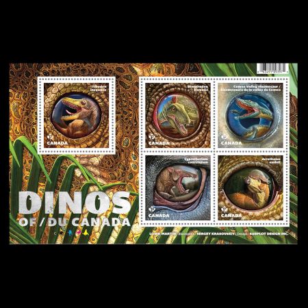 Dinosaurs and prehistoric animals on stamp of Canada 2016