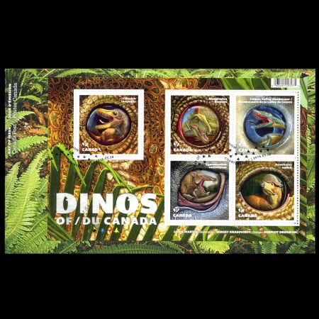 Dinosaurs and prehistoric animals on FDC of Canada 2016