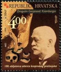 Dragutin Gorjanović-Kramberger on stamp of Croatia 1999
