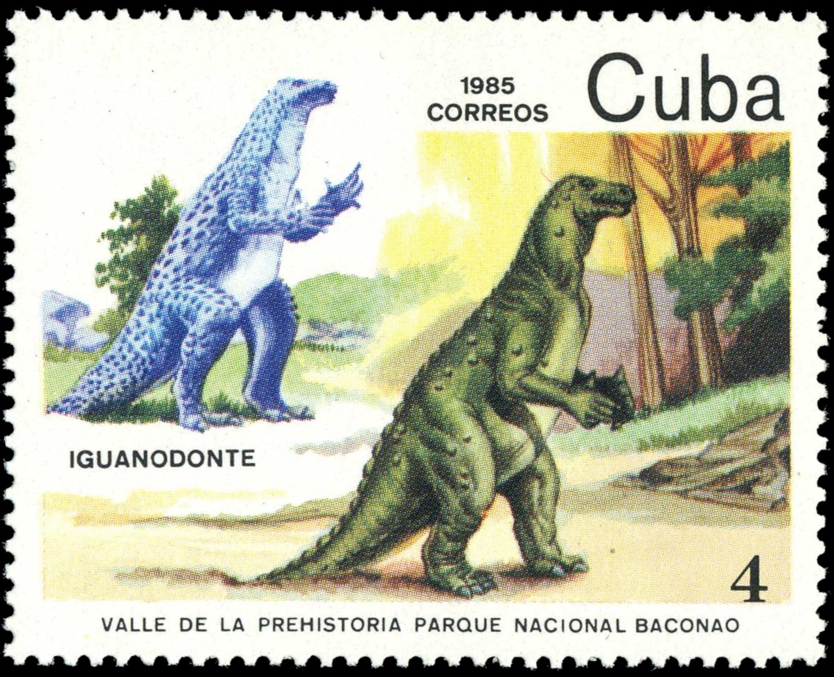 Iguanodon on stamp of Cuba 1985