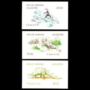 Dinosaurs on booklet stamps of Czech 1994
