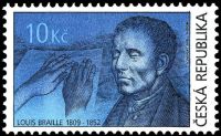 Louis Braille on stamp of Czech Republic 2009