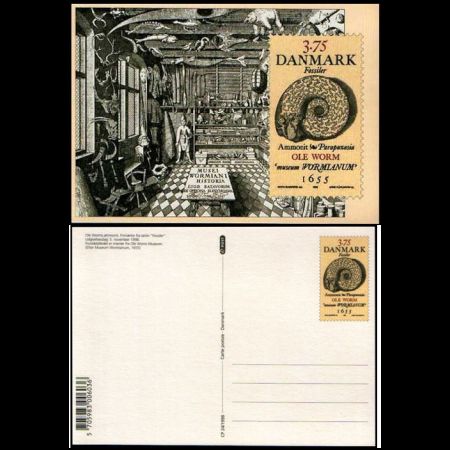 Ammonite Parapuzosia on postal stationery of Denmark 1998