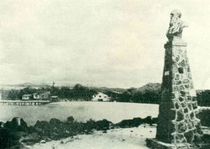 The monument of Charles Darwin on San Christobal Island of Galapagos archipelago