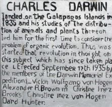 The monument of Charles Darwin on San Christobal Island of Galapagos archipelago