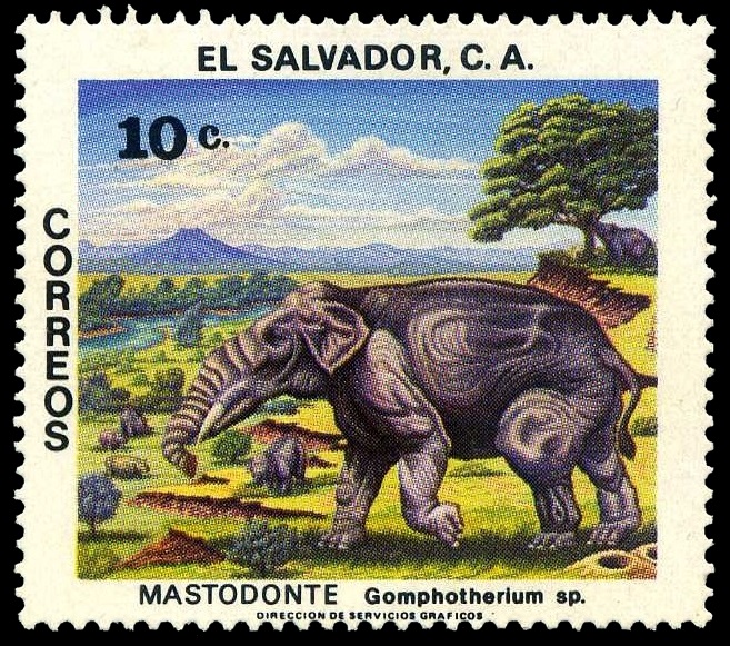 Gomphotheres on stamp of el Salvador 1979