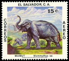 Columbian mammoth on stamp of El Salvador 1979