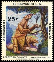 Eremotherium on stamp of El Salvador 1979