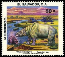 Toxodon on stamp of El Salvador 1979