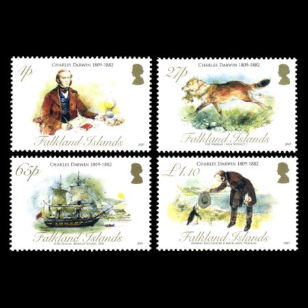 Charles Darwin on stamps of Falklands islands 2009